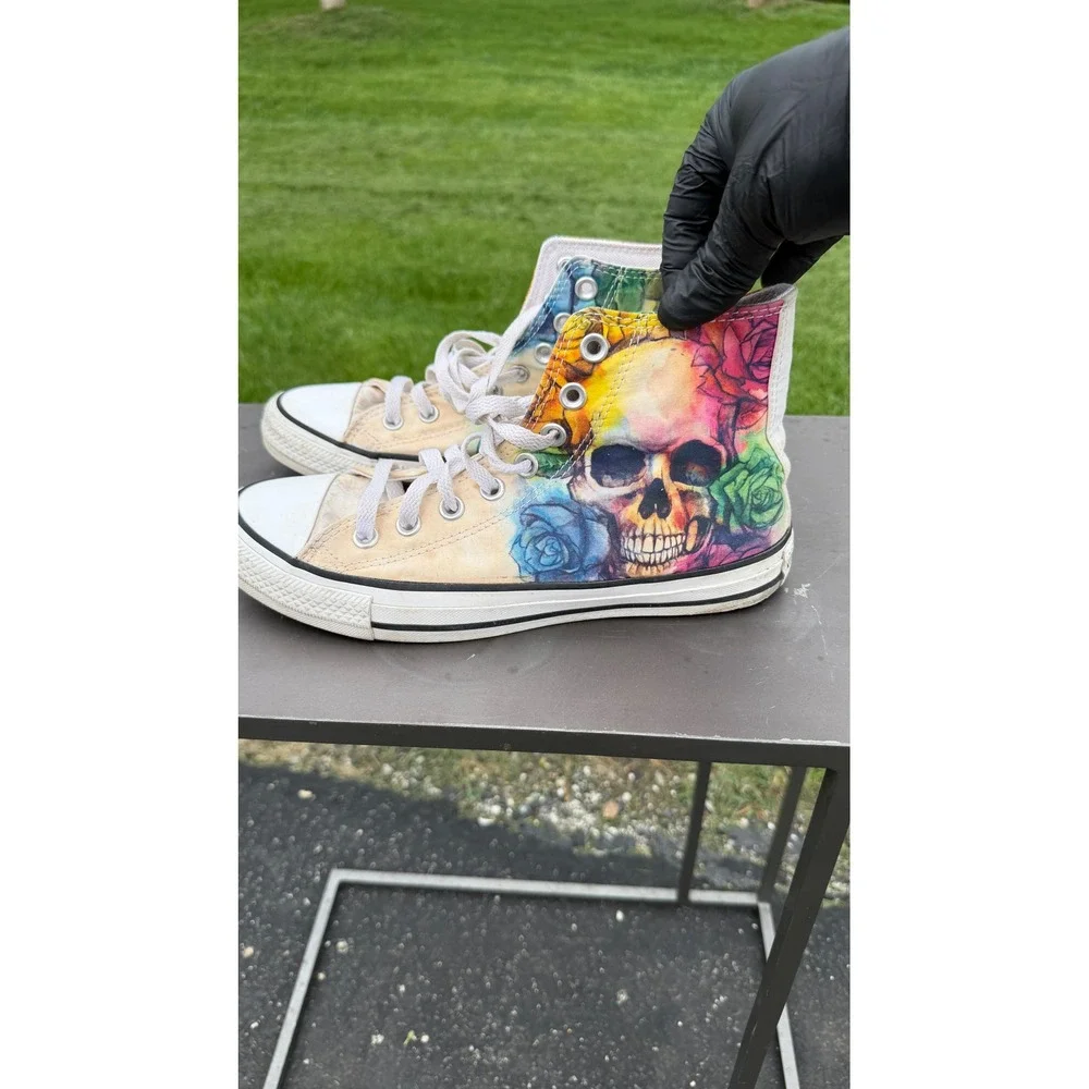 Converse Chuck Taylor All Star Sugar Skull Rose High  Sneakers 169106F Mens 6.5 - Picture 3 of 13
